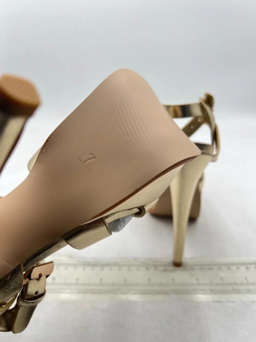 YDN Gold Strappy High Heeled Platform Peep Toe Stiletto Heels T-strap Sandals